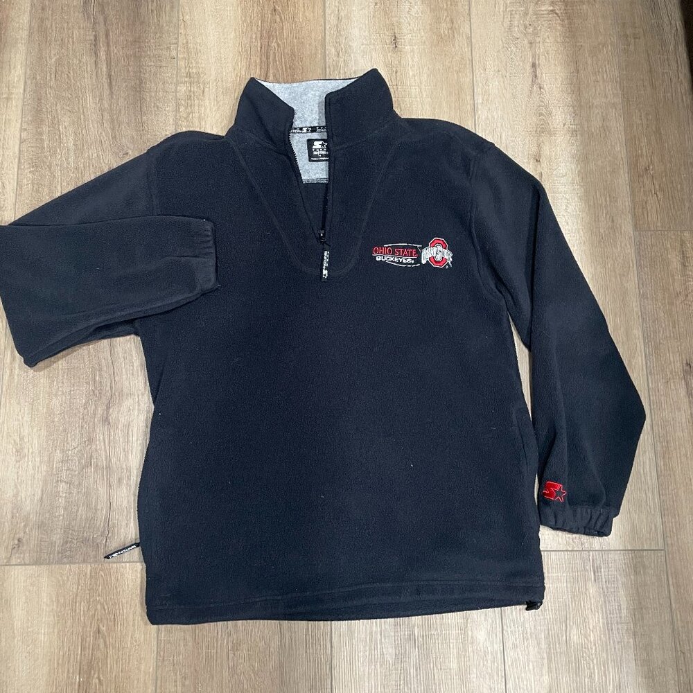 Vintage Ohio State Buckeyes Fleece Quarter-Zip Pullover – Medium, Black